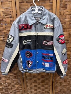 RARE VTG Fubu Leather Racing Jacket Mens XL Y2K 90s Streetwear